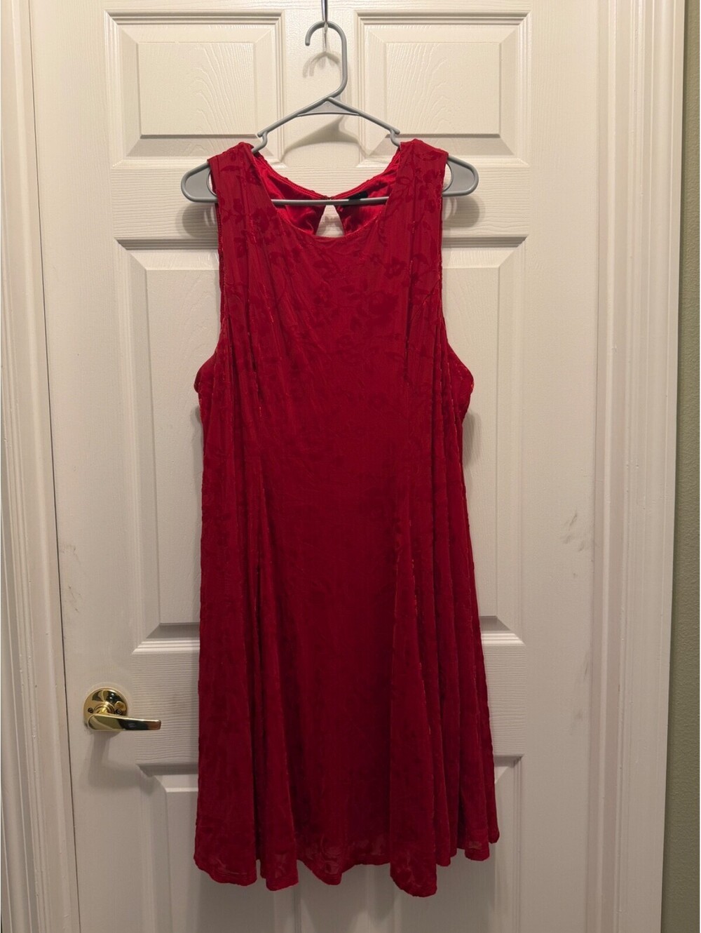 Torrid Red Burnout Floral Mesh Fit & Flare Dress Sleeveless Keyhole Back Size 4
